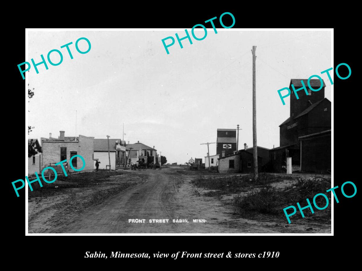 OLD LARGE HISTORIC PHOTO OF SABIN MINNESOTA, THE MAIN STREET & STORES c1910