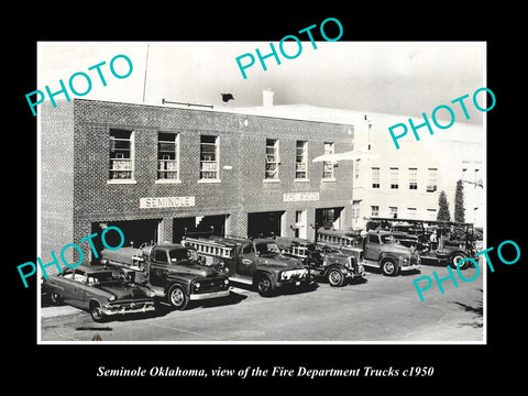 OLD LARGE HISTORIC PHOTO OF SEMINOLE OKLAHOMA, THE FIRE DEPARTMENT TRUCK c1950 2