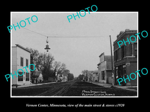 OLD LARGE HISTORIC PHOTO OF VERNON CENTER MINNESOTA, THE MAIN St & STORES c1920