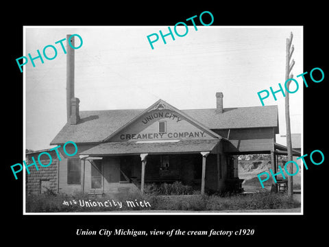 OLD LARGE HISTORIC PHOTO OF UNION CITY MICHIGAN, VIEW OF THE CREAM FACTORY c1920