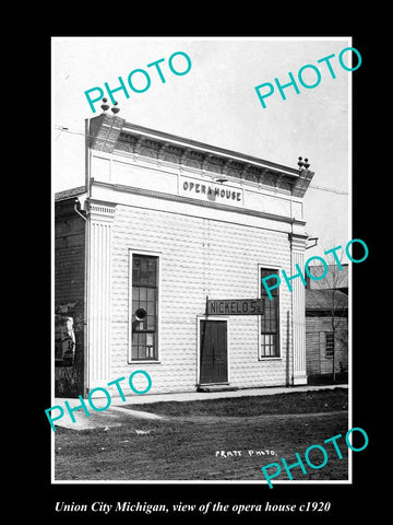 OLD LARGE HISTORIC PHOTO OF UNION CITY MICHIGAN, VIEW OF THE OPERA HOUSE c1920