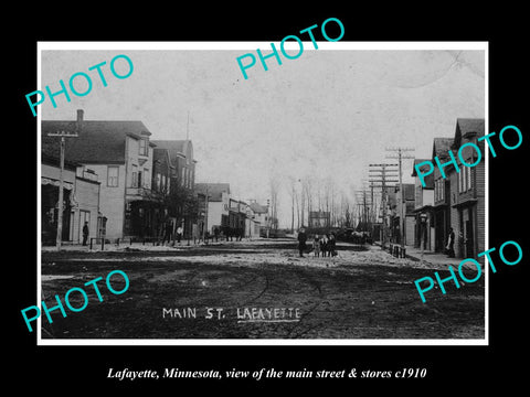 OLD LARGE HISTORIC PHOTO OF LAFAYETTE MINNESOTA, THE MAIN STREET & STORES c1910