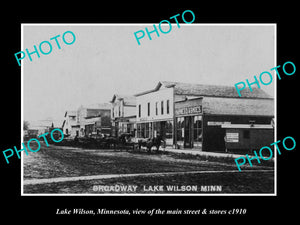 OLD LARGE HISTORIC PHOTO OF LAKE WILSON MINNESOTA, MAIN STREET & STORES c1910