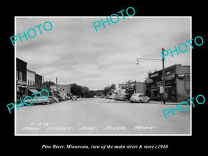 OLD LARGE HISTORIC PHOTO OF PINE RIVER MINNESOTA, THE MAIN STREET & STORES c1940