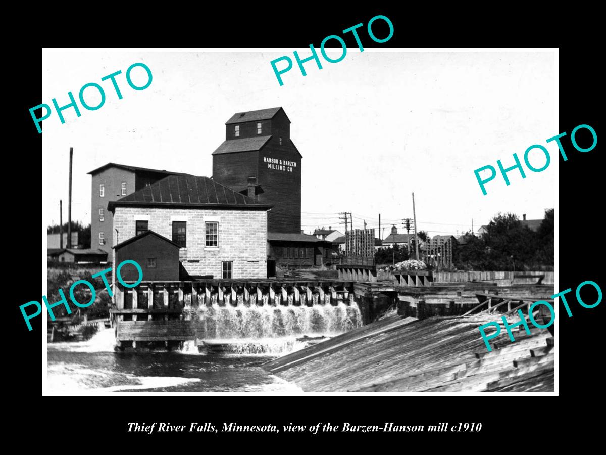 OLD LARGE HISTORIC PHOTO OF THIEF RIVER FALLS MINNESOTA, THE HANSON MILL Co 1910