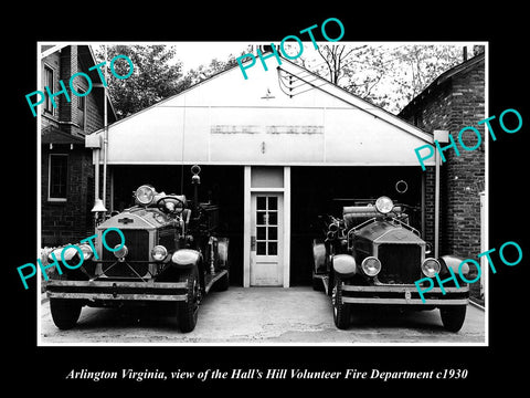 OLD LARGE HISTORIC PHOTO OF ARLINGTON VIRGINIA, HALLS HILL FIRE ENGINES c1930 1