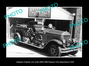 OLD LARGE HISTORIC PHOTO OF ARLINGTON VIRGINIA, HALLS HILL FIRE ENGINES c1930 2