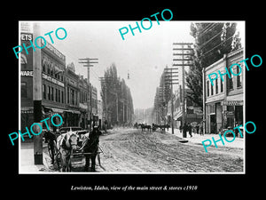 OLD LARGE HISTORIC PHOTO OF LEWISTON IDAHO, VIEW OF THE MAIN ST & STORES c1910