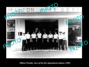 OLD LARGE HISTORIC PHOTO OF MILTON FLORIDA, THE FIRE DEPARTMENT STATION c1960