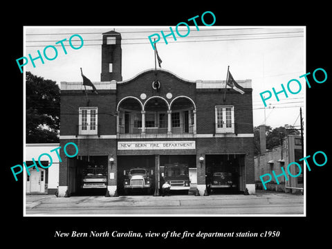 OLD LARGE HISTORIC PHOTO OF NORTH BERN NORTH CAROLINA, THE FIRE STATION c1950