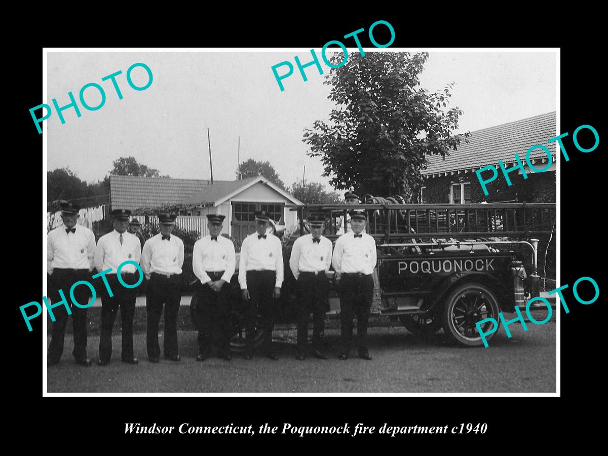 OLD LARGE HISTORIC PHOTO OF WINDSOR CONNECTICUT, THE POQUONOCK FIRE STATION 1940