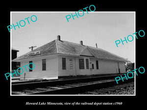 OLD LARGE HISTORIC PHOTO OF LAKE HOWARD MINNESOTA RAILROAD DEPOT STATION c1960