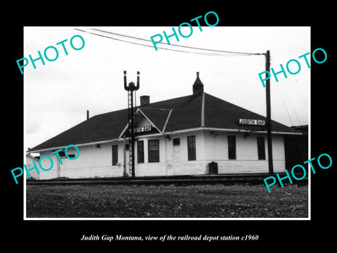 OLD LARGE HISTORIC PHOTO OF JUDITH GAP MONTANA, THE RAILROAD DEPOT STATION c1960