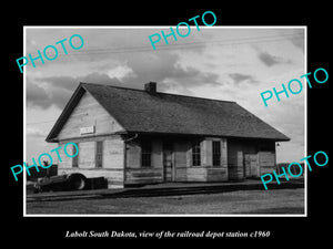 OLD LARGE HISTORIC PHOTO OF LABOLT SOUTH DAKOTA RAILROAD DEPOT STATION c1960