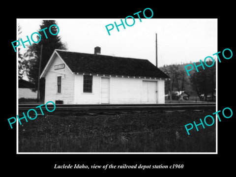 OLD LARGE HISTORIC PHOTO OF LACLEDE IDAHO, THE RAILROAD DEPOT STATION c1960