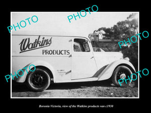 OLD LARGE HISTORIC PHOTO OF BORONIA VICTORIA, THE WATKINS FOOD Co TRUCK c1930