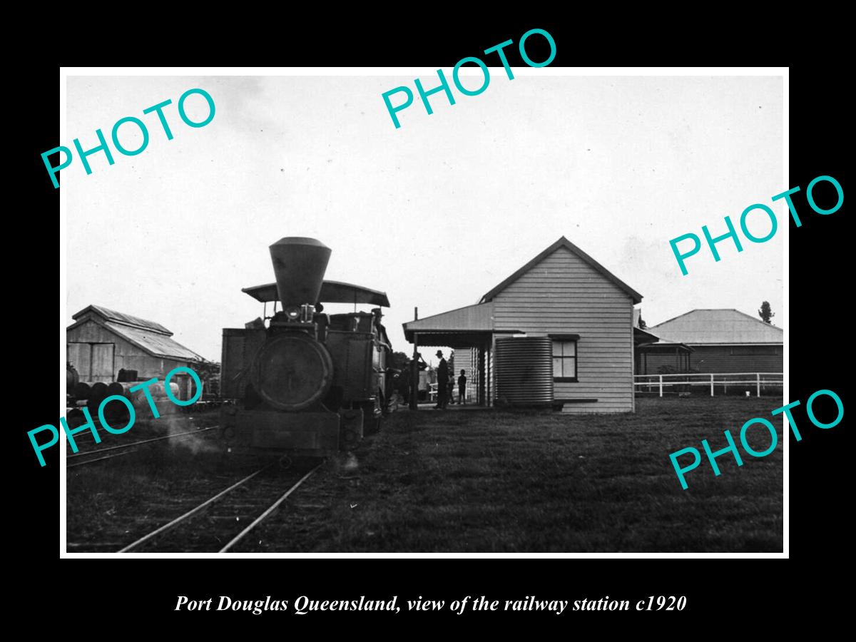 OLD LARGE HISTORIC PHOTO OF PORT DOUGLAS QLD, VIEW OF THE RAILWAY STATION c1920