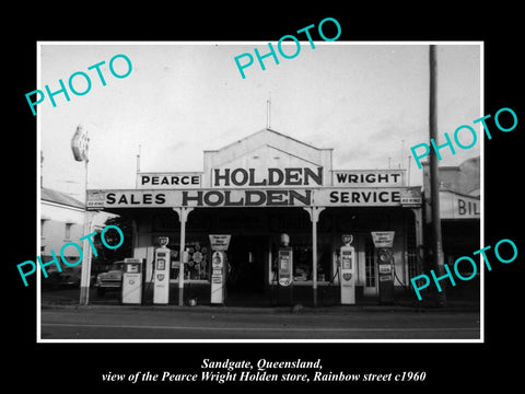 OLD LARGE HISTORIC PHOTO OF SANDGATE QLD, THE HOLDEN MOTORS GARAGE c1960