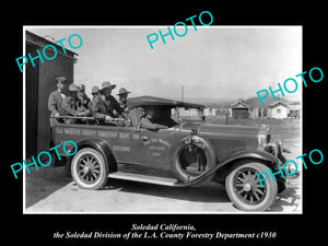 OLD LARGE HISTORIC PHOTO OF SOLEDAD CALIFORNIA, THE FIRE DEPARTMENT TRUCK c1930