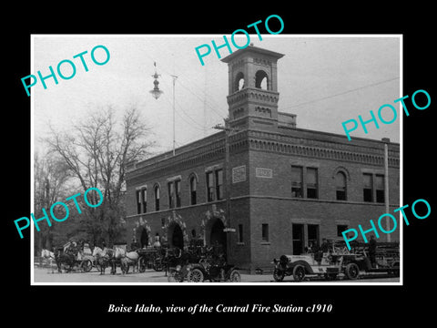 OLD LARGE HISTORIC PHOTO OF BIOSE IDAHO, THE CENTRAL FIRE STATION c1910