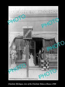 OLD LARGE HISTORIC PHOTO OF CHARLOTTE MICHIGAN, CHARLOTTE TOBACCO HOUSE  c1900