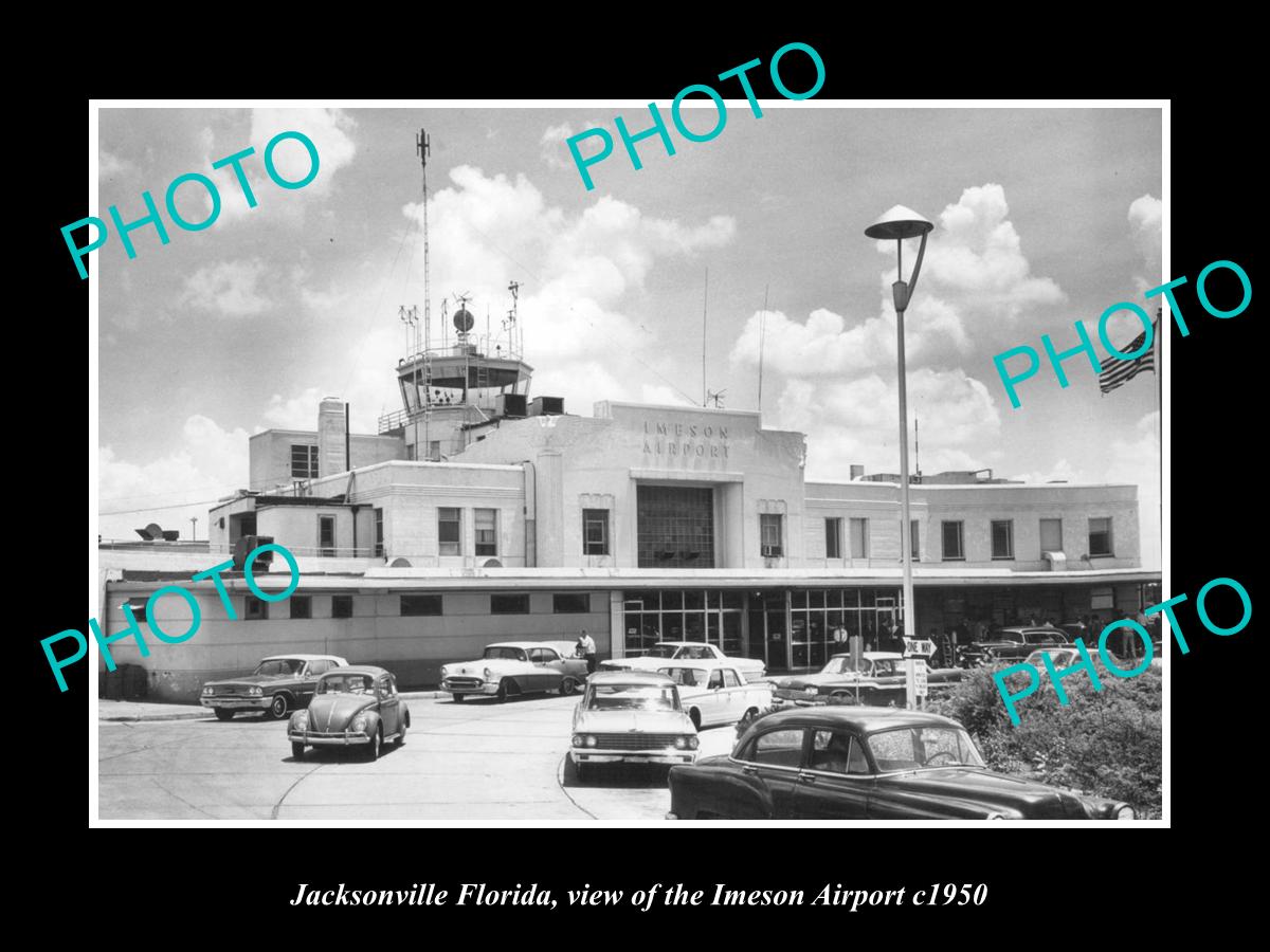 OLD LARGE HISTORIC PHOTO OF JACKSONVILLE FLORIDA, VIEW OF IMERSON AIRPORT c1950