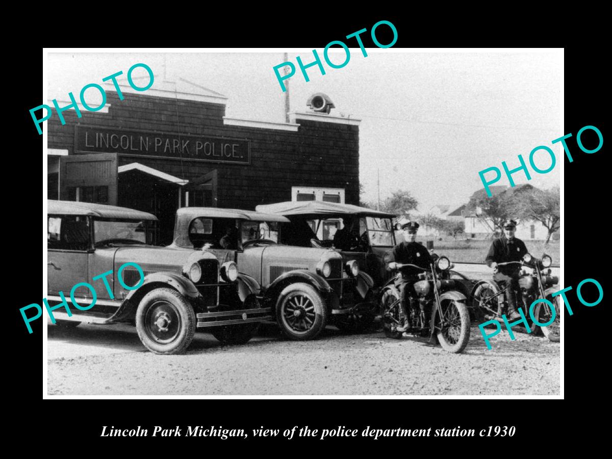 OLD LARGE HISTORIC PHOTO OF LINCOLN PARK MICHIGAN, THE POLICE SQUAD STATION 1930