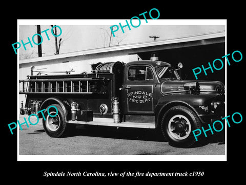 OLD LARGE HISTORIC PHOTO OF SPINDALE NORTH CAROLINA,  THE FIRE DEPARTMENT c1950