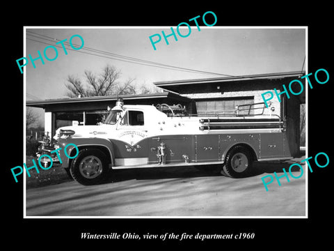 OLD LARGE HISTORIC PHOTO OF WINTERSVILLE IDAHO, THE FIRE DEPARTMENT TRUCK c1960