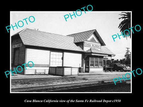 OLD LARGE HISTORIC PHOTO OF CASA BLANCA CALIFORNIA SANTA FE RAILROAD DEPOT c1950