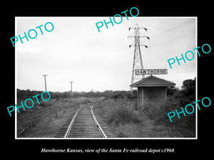 OLD LARGE HISTORIC PHOTO OF HAWTHORNE KANSAS, THE SANTA FE RAILROAD DEPOT c1960