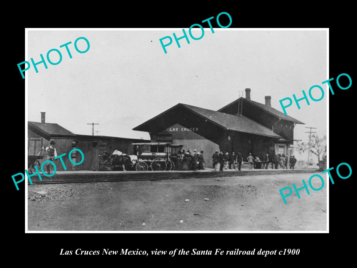 OLD LARGE HISTORIC PHOTO OF LAS CRUCES NEW MEXICO SANTA FE RAILROAD DEPOT c1900