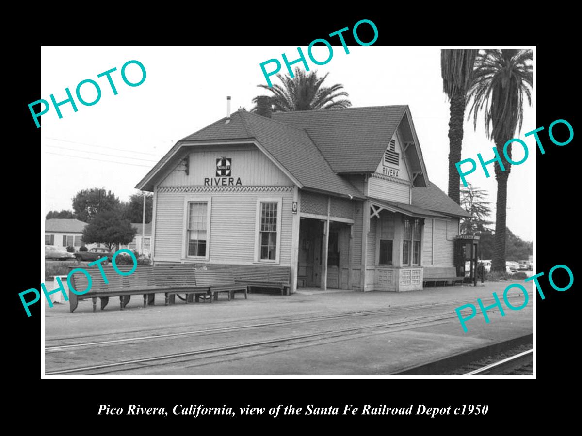 OLD HISTORIC PHOTO OF PICO RIVIERA CALIFORNIA, THE SANTA FE RAILROAD DEPOT c1950