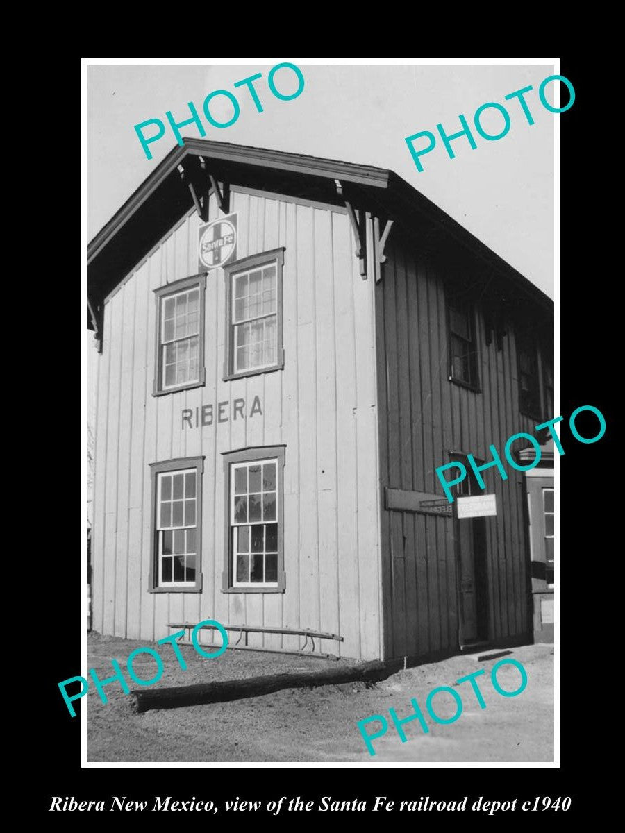 OLD LARGE HISTORIC PHOTO OF RIBERA NEW MEXICO, THE SANTA FE RAILROAD DEPOT c1940