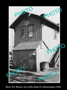 OLD LARGE HISTORIC PHOTO OF ROWE NEW MEXICO, THE SANTA FE RAILROAD DEPOT c1940