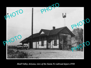 OLD LARGE HISTORIC PHOTO OF SKULL VALLEY ARIZONA SANTA FE RAILROAD DEPOT c1950