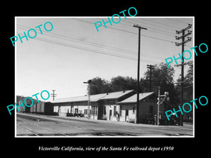 OLD LARGE HISTORIC PHOTO OF VICTORVILLE CALIFORNIA SANTA FE RAILROAD DEPOT c1950