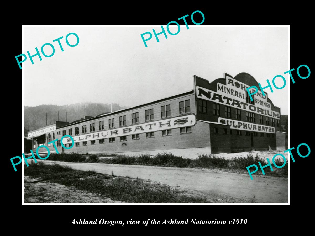 OLD LARGE HISTORIC PHOTO OF ASHLAND OREGON, THE SULPHUR BATHS NATATORIUM c1910