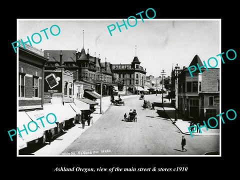 OLD LARGE HISTORIC PHOTO OF ASHLAND OREGON, THE MAIN STREET & STORES c1910