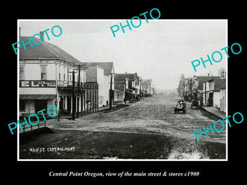 OLD LARGE HISTORIC PHOTO OF CENTRAL POINT OREGON, THE MAIN St & STORES c1900