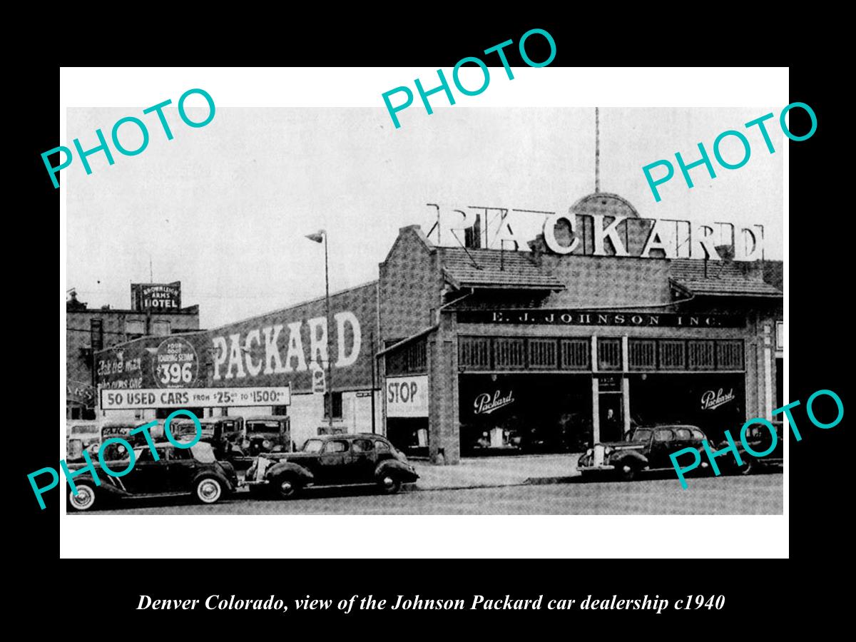 OLD LARGE HISTORIC PHOTO OF DENVER COLORADO, THE PACKARD CAR DEALERSHIP c1940