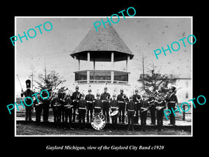 OLD LARGE HISTORIC PHOTO OF GAYLORD MICHIGAN, THE GAYLORD CITY BAND c1920