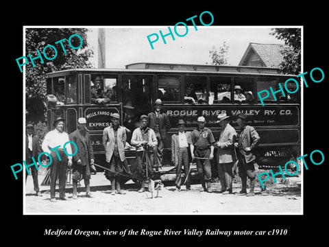 OLD HISTORIC PHOTO OF MEDFORD OREGON, ROGUE RIVER VALLEY RAILWAY CAR c1910 1