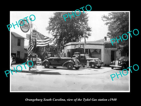 OLD LARGE HISTORIC PHOTO ORANGEBURG SOUTH CAROLINA, THE TYDOL GAS STATION c1940