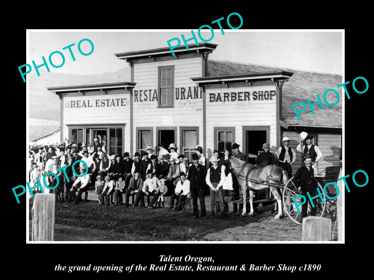 OLD LARGE HISTORIC PHOTO OF TALENT OREGON, THE RESTAURANT & BARBER SHO ...