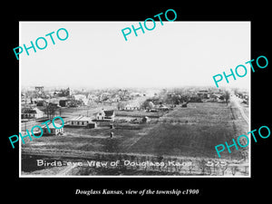 OLD LARGE HISTORIC PHOTO OF DOUGLASS KANSAS, VIEW OF THE TOWNSHIP c1900