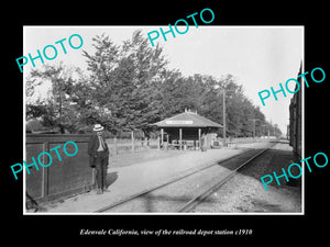 OLD LARGE HISTORIC PHOTO OF EDENVALE CALIFORNIA, THE RAILROAD DEPOT STATION 1910