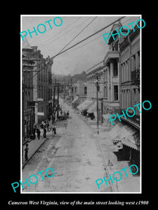 OLD LARGE HISTORIC PHOTO OF CAMERON WEST VIRGINIA, THE MAIN St LOOKING WEST 1900