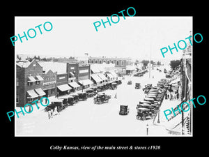 OLD LARGE HISTORIC PHOTO OF COLBY KANSAS, VIEW OF THE MAIN STREET & STORES c1920