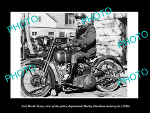 OLD LARGE HISTORIC PHOTO OF FORT WORTH TEXAS, THE POLICE HARLEY DAVIDSON c1940